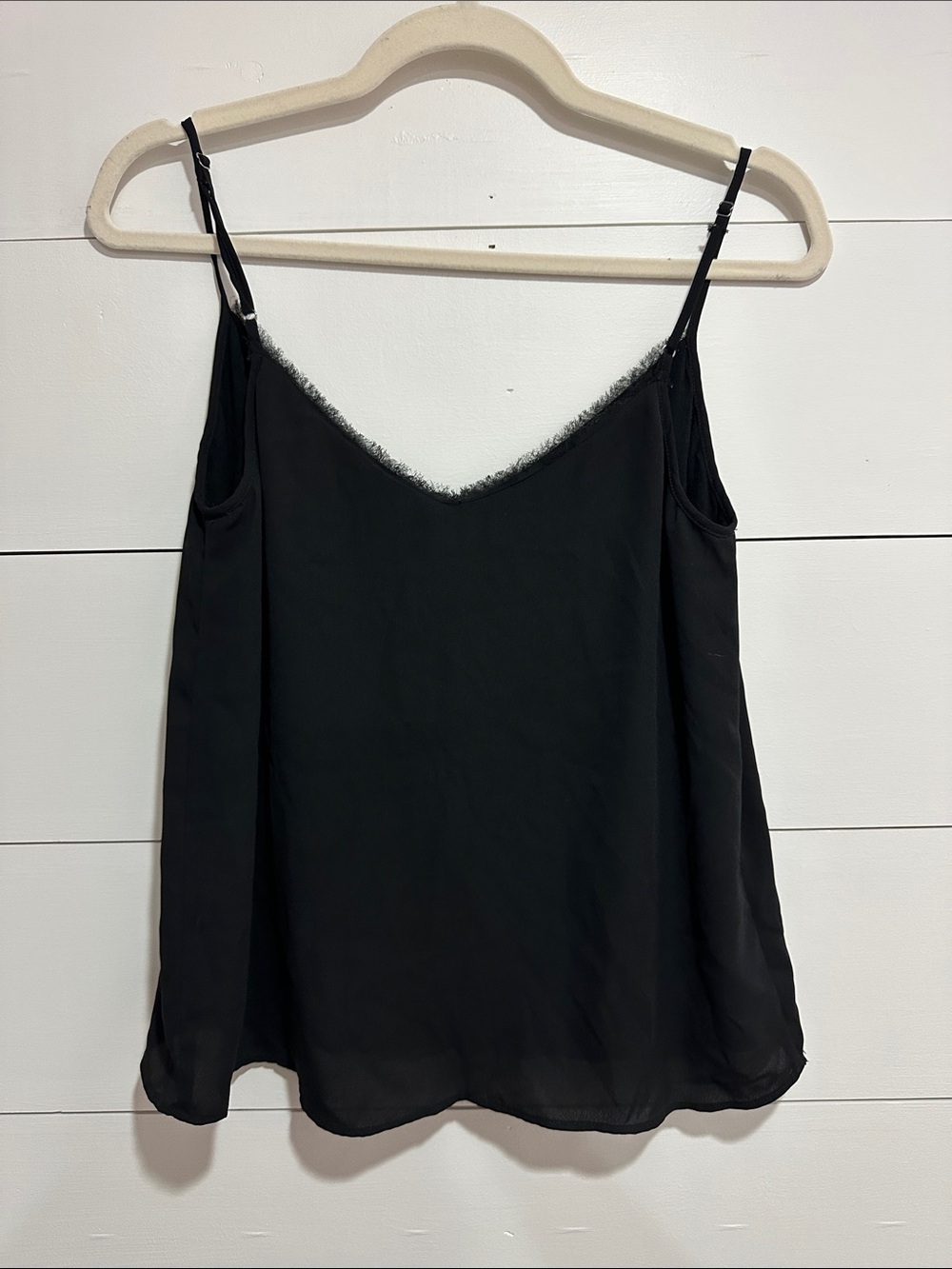 Allison Joy Black Lace-Trim Silk Camisole Size Small
